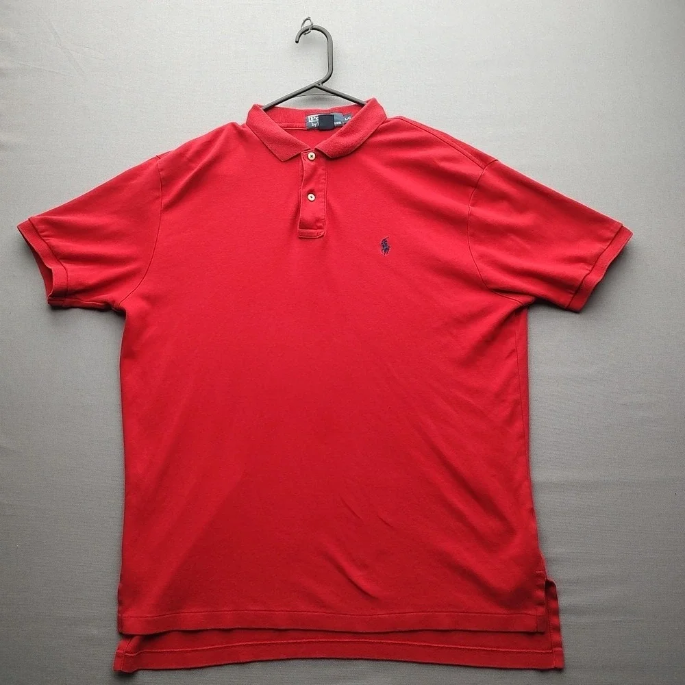 Ralph Lauren Polo‎ Men's Shirt Red Short Sleeve Cotton  Sz Large
